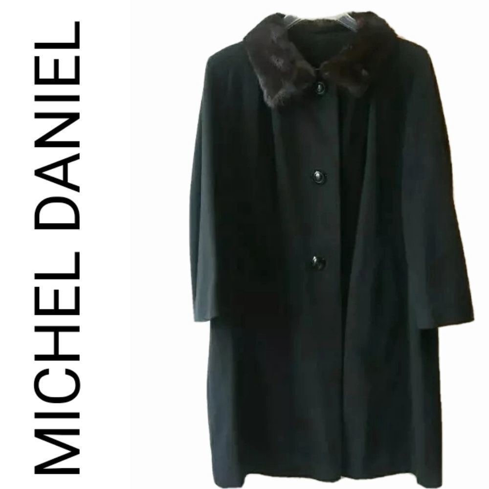 VTG MICHEL DANIEL FUR TRENCHCOAT - BLACK